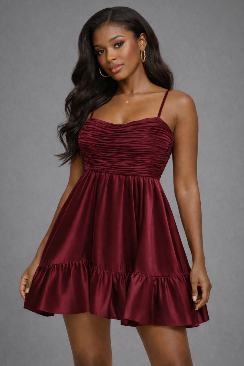 Silk Kiss Ruched Mini Dress