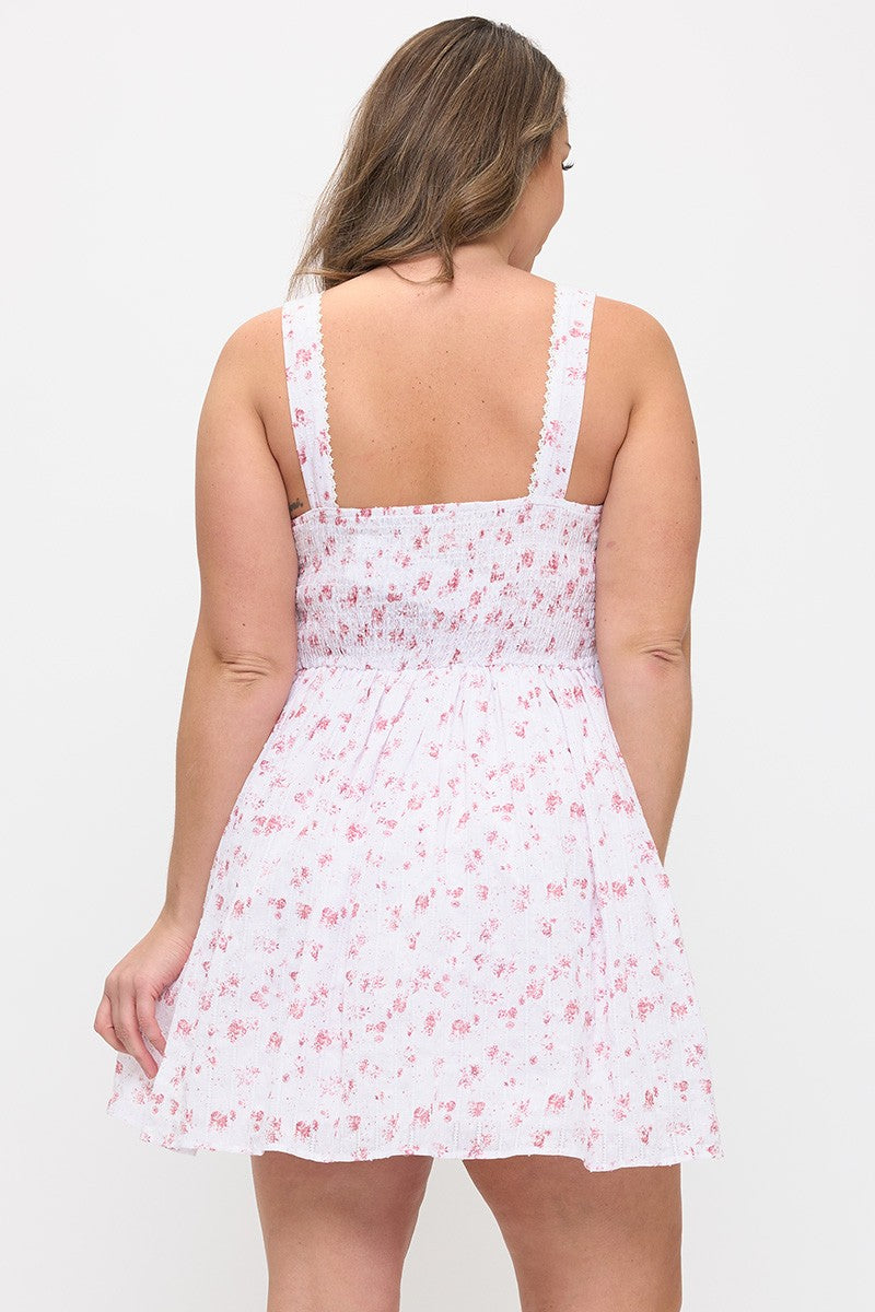 Rose Whisper Smocked Mini Dress