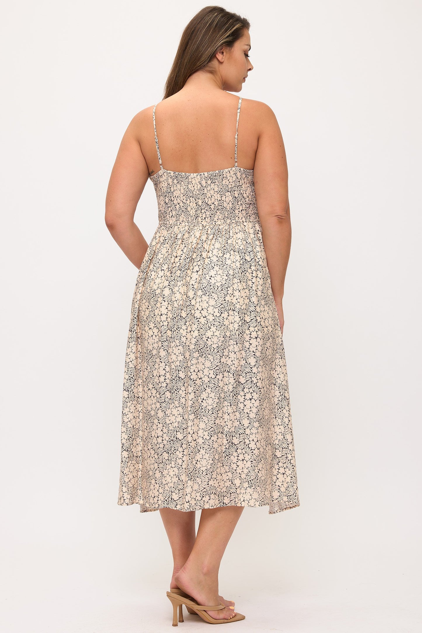 Sandstone Bloom Midi Dress
