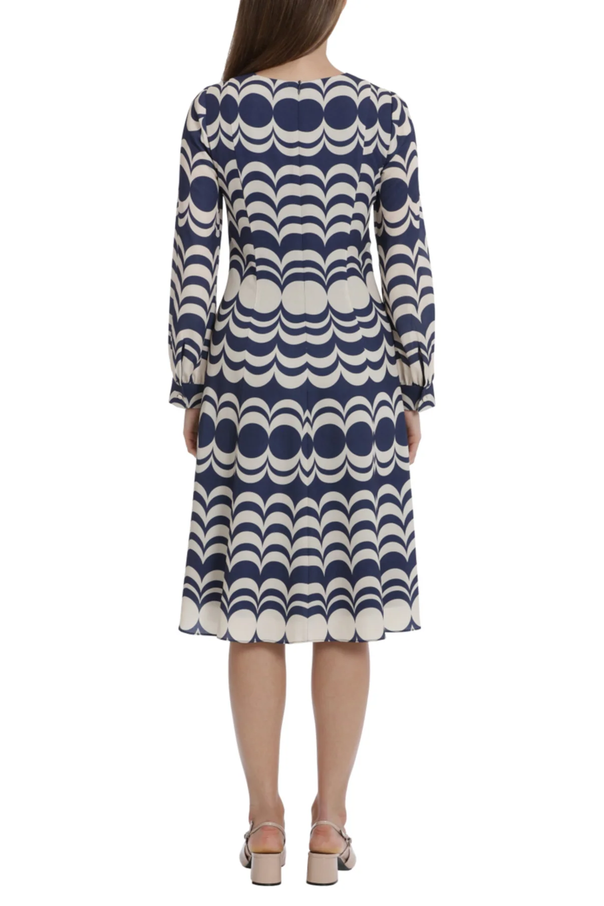 Maggy London Long Sleeve Geo Print A-Line Dress