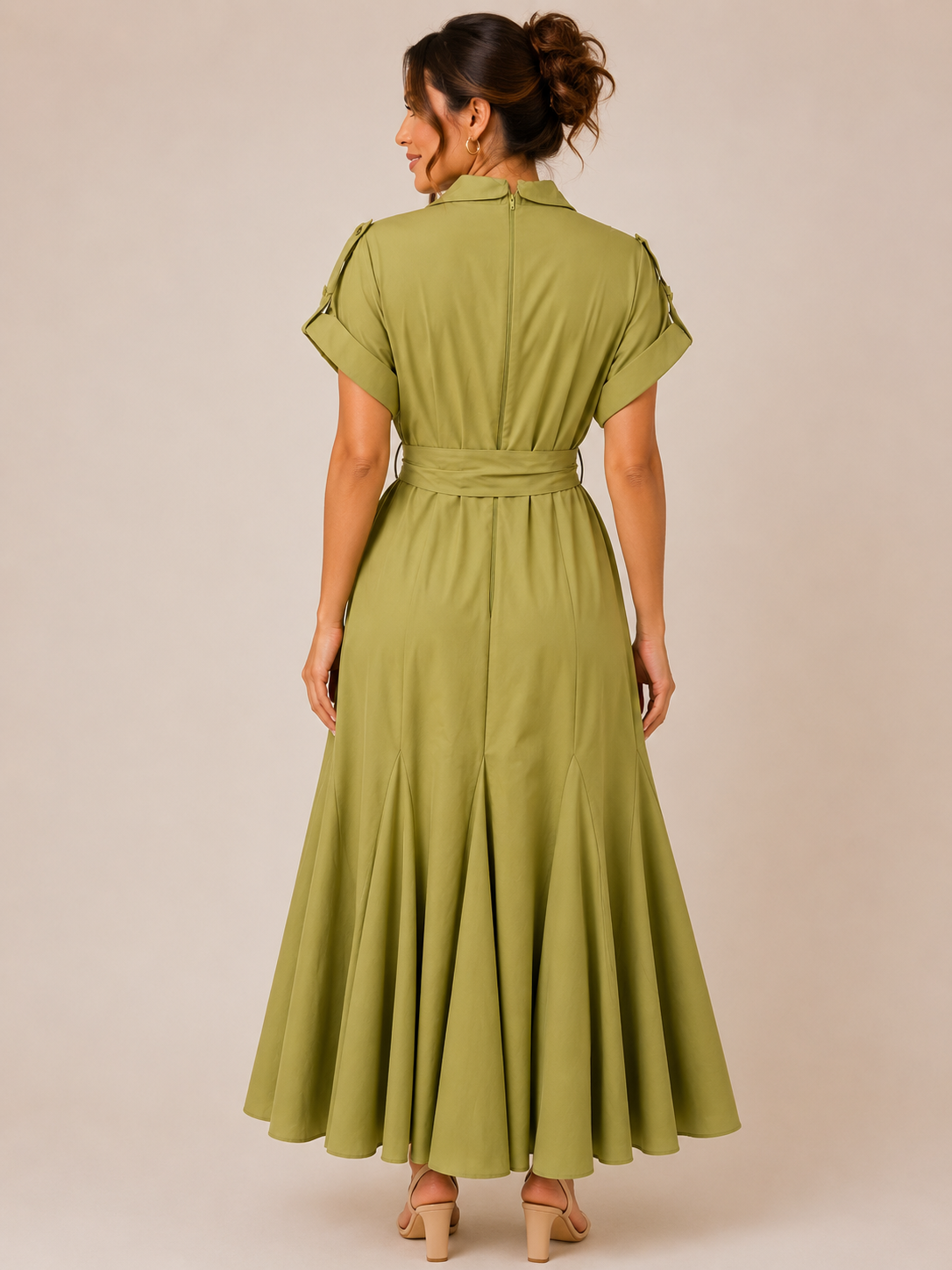 Olive Green Shirt Maxi Dress
