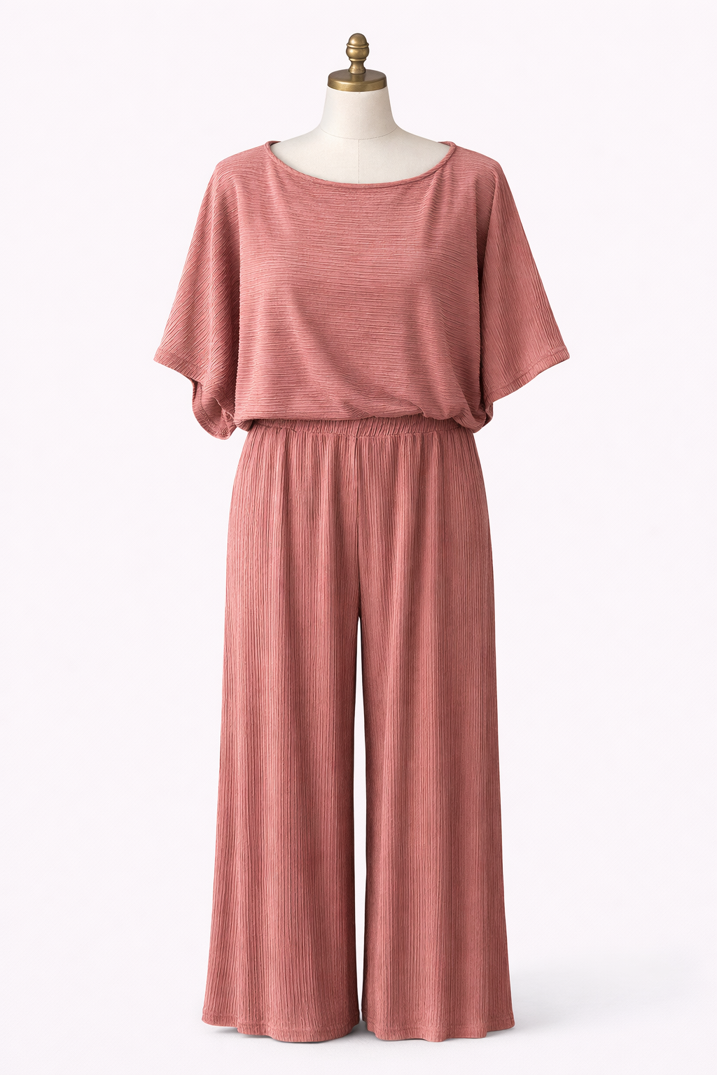 Relaxed Fit Pleated Two-Piece Set