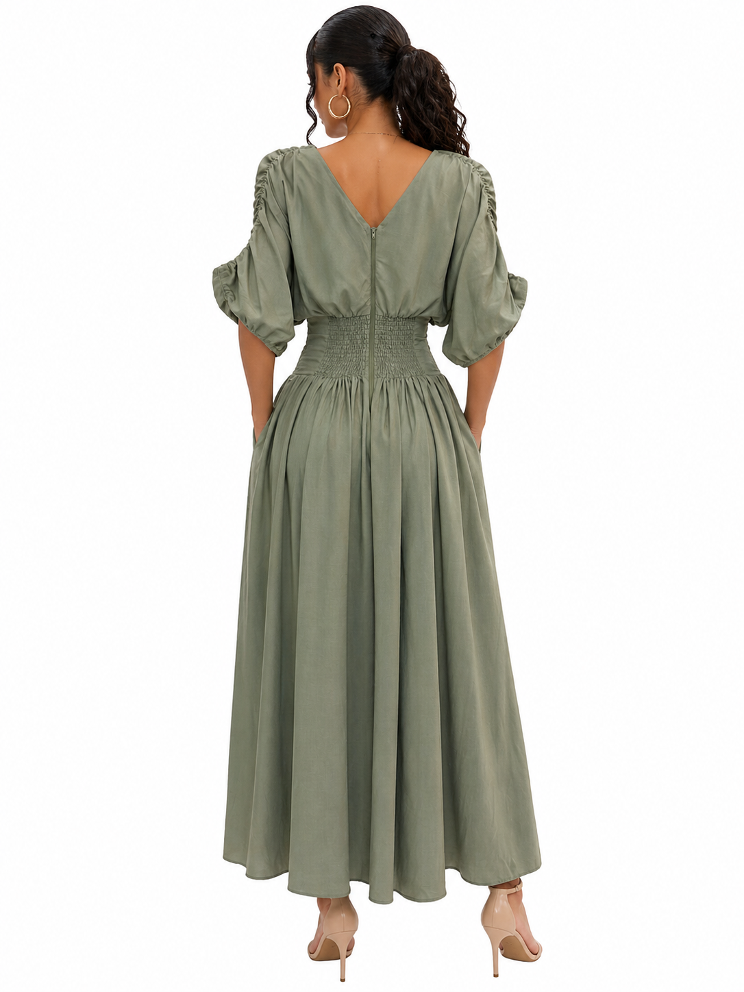 Olive Elegance Maxi Dress