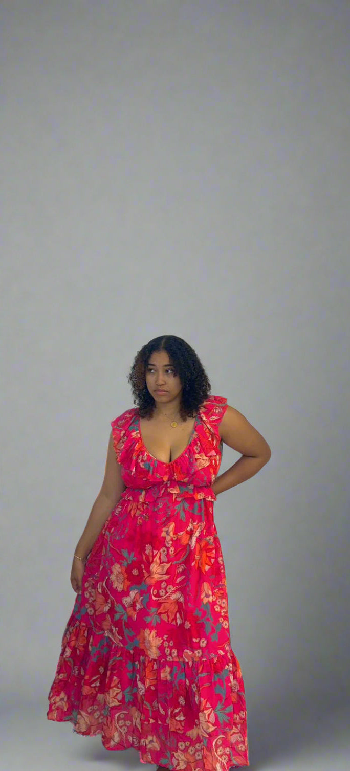 Floral print ruffled dress