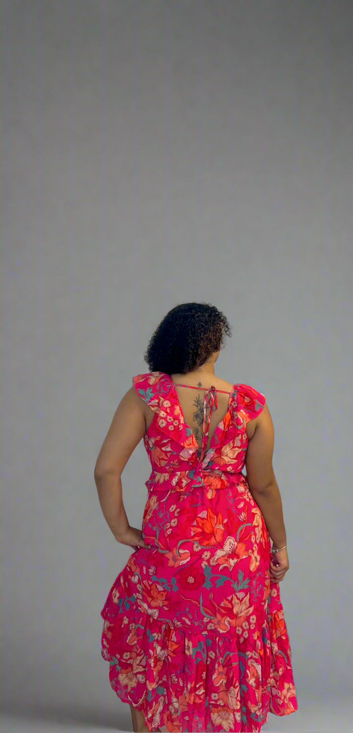Floral print ruffled dress