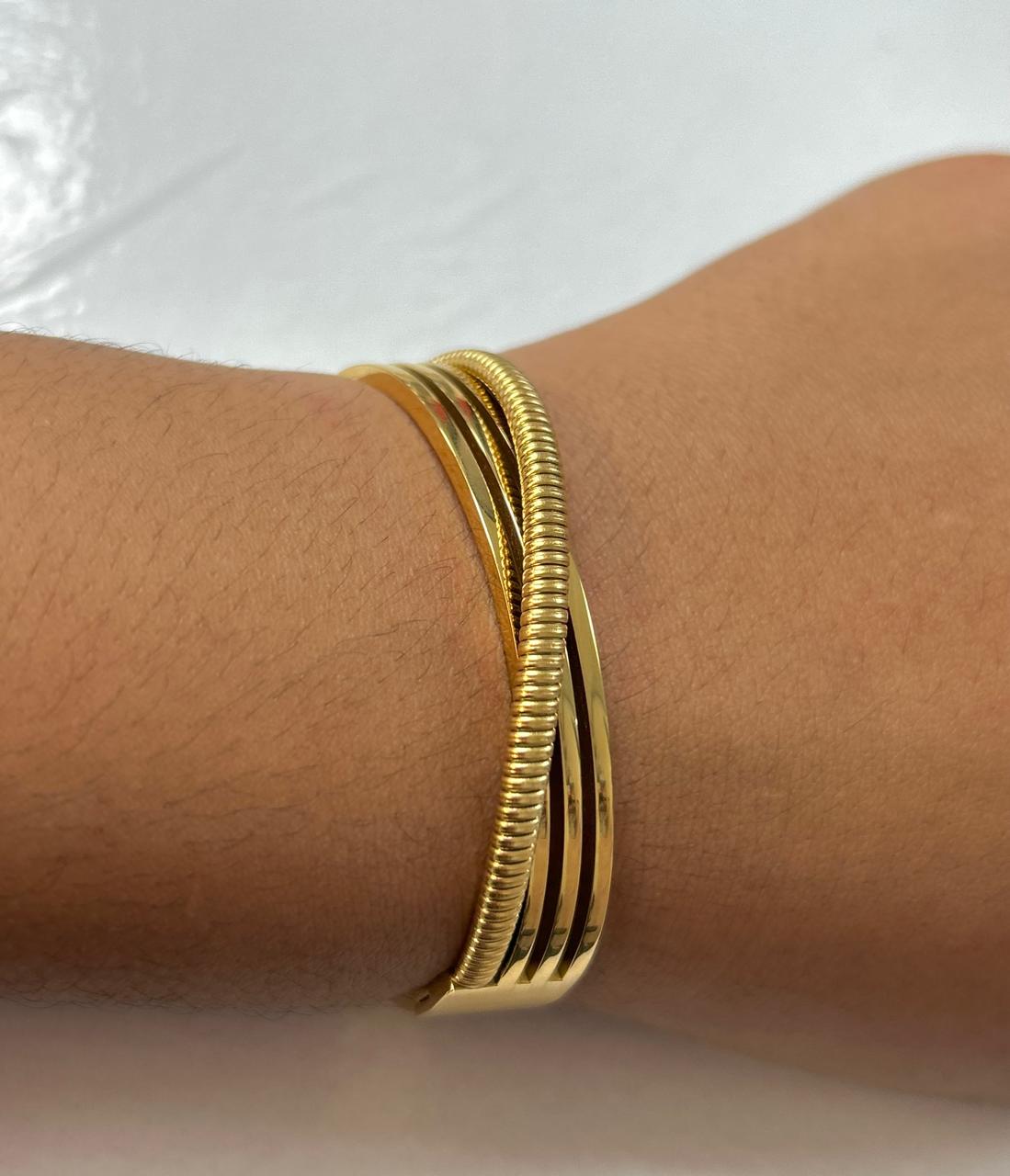 18K Gold Non-Tarnish Chain Bangle Bracelet