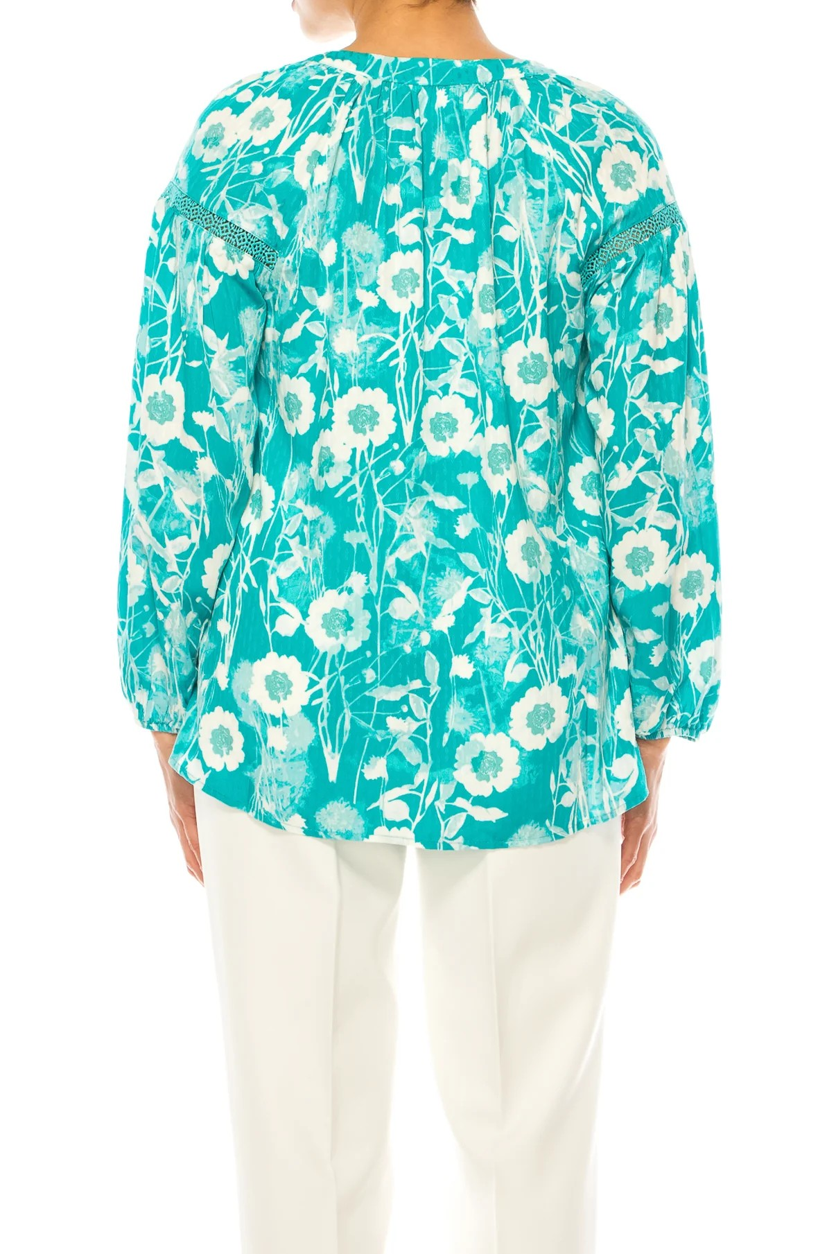 Half Button Down Peasant Top