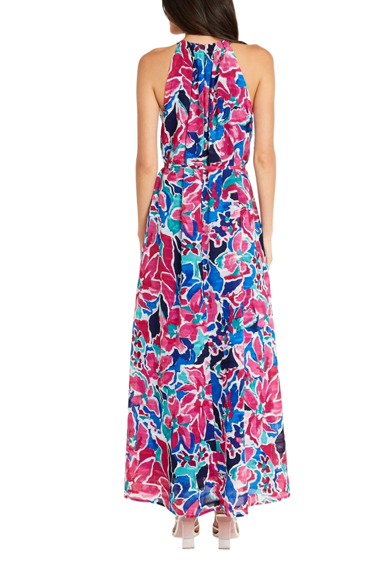 Floral Print Halter Neck Maxi Dress