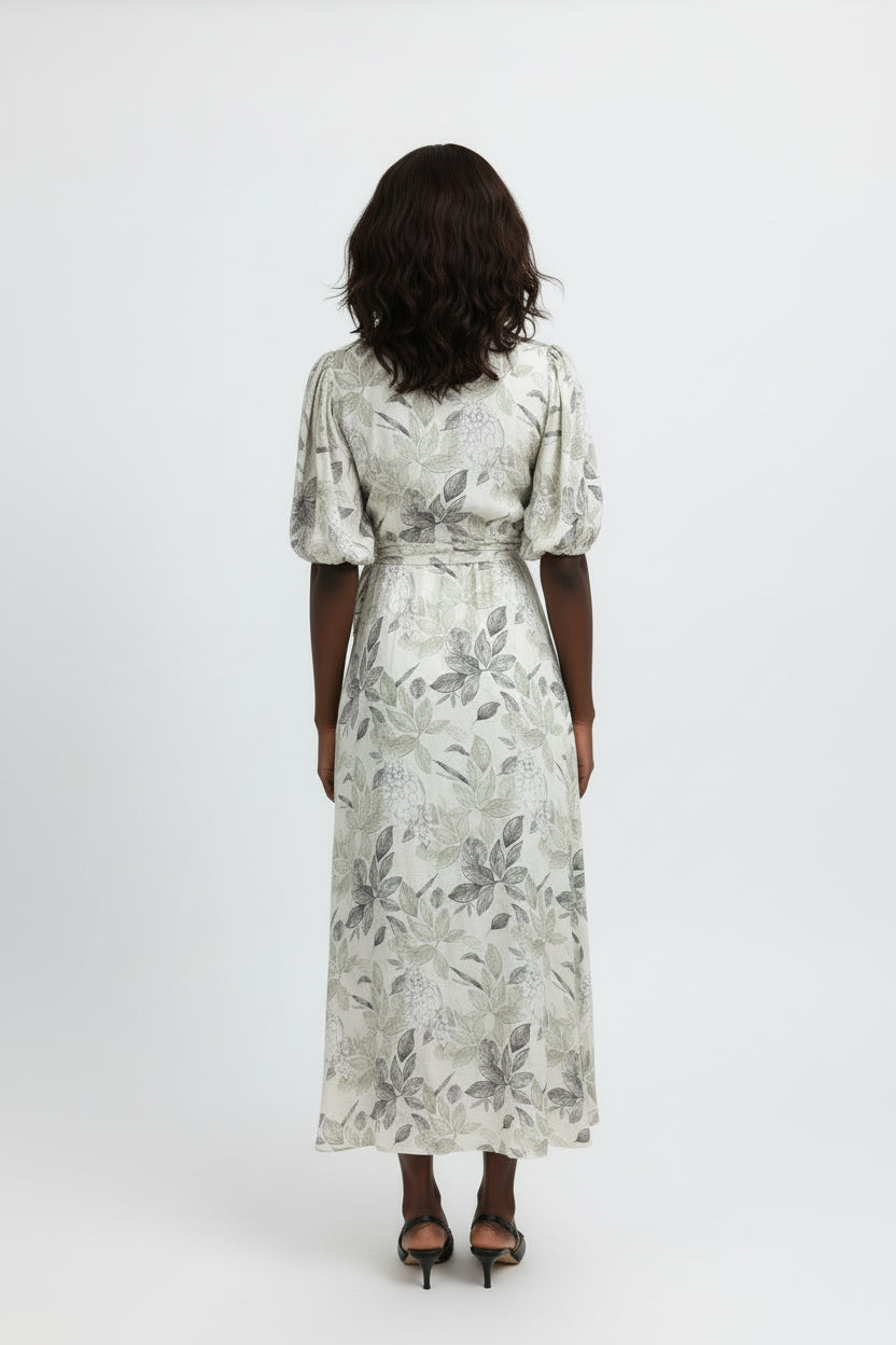 Wrap Dress with Puff Sleeves