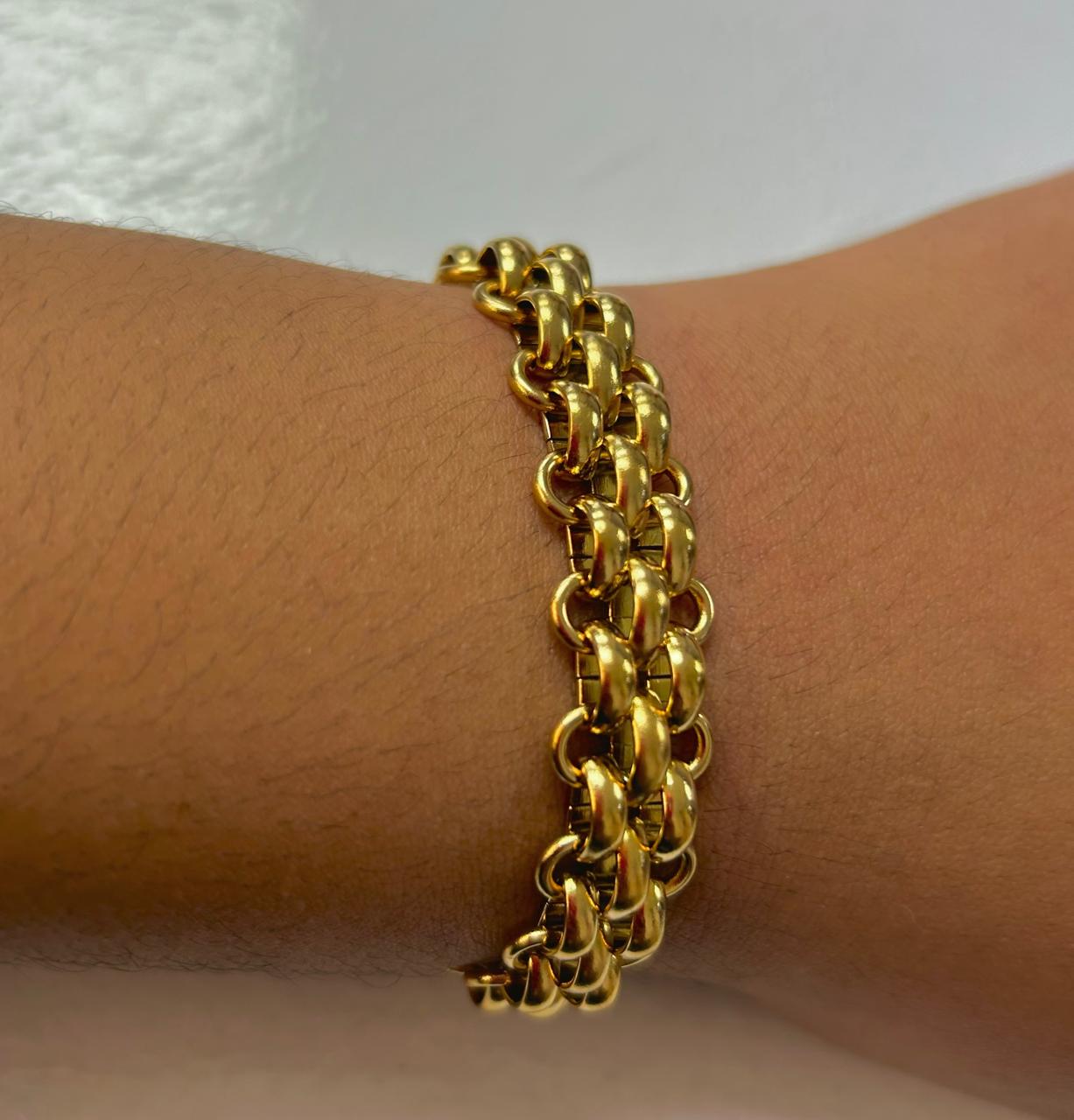 18K Gold Non-Tarnish Bold Weave Bracelet