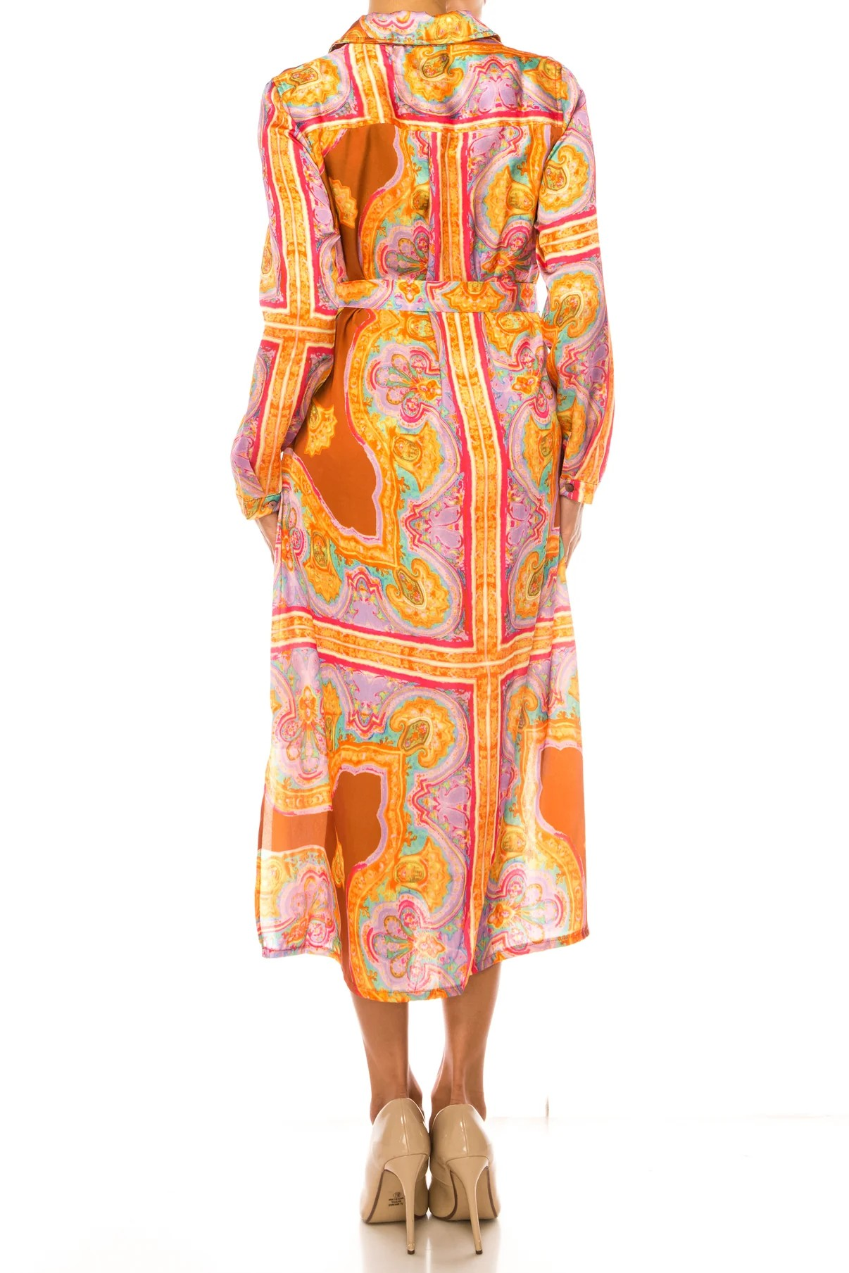 Paparazzi Abstract Print Long Sleeve Shirt Dress