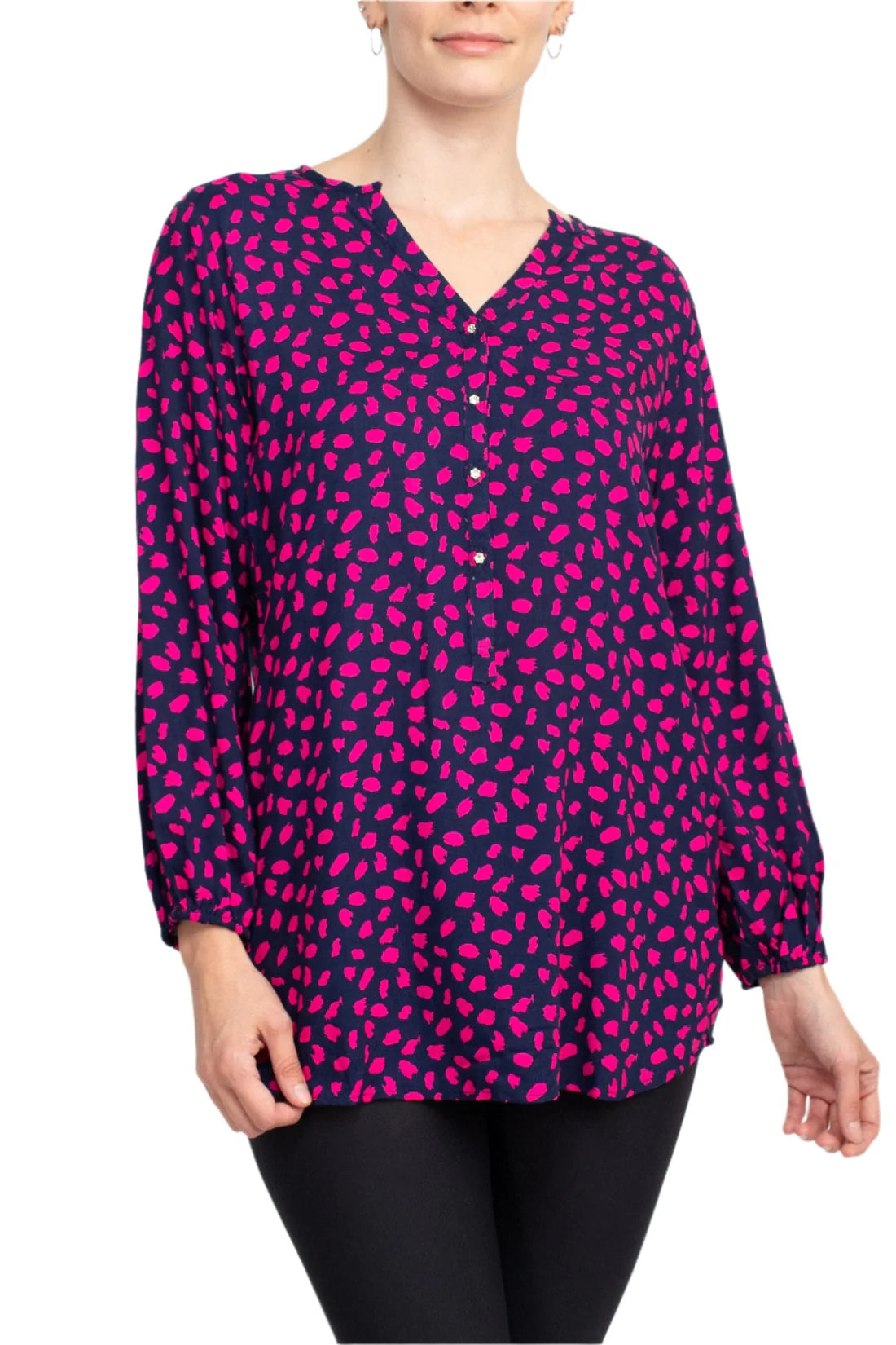 V- Neck 3/4 Sleeves with Elastic Hems TOP
