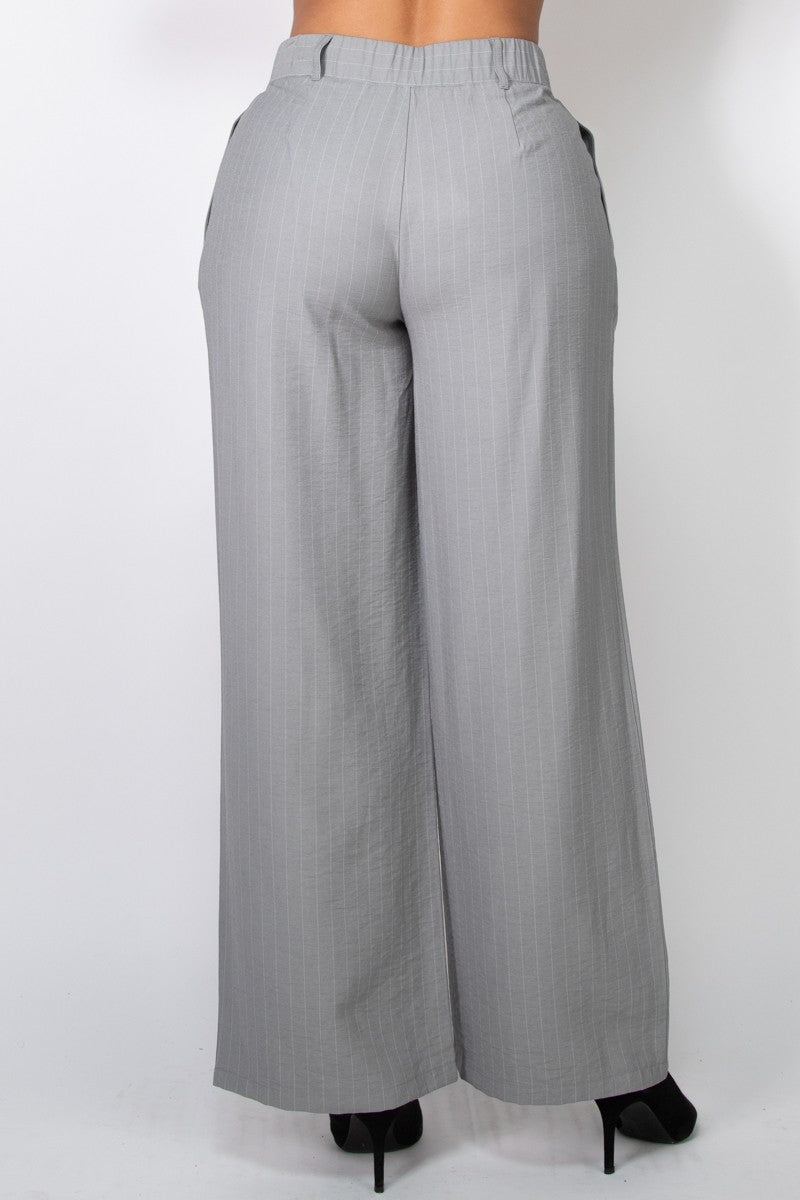 High-Rise Stripe Wide Leg Pants