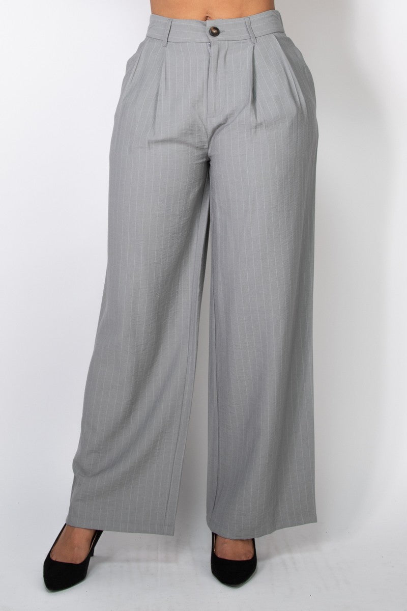 High-Rise Stripe Wide Leg Pants