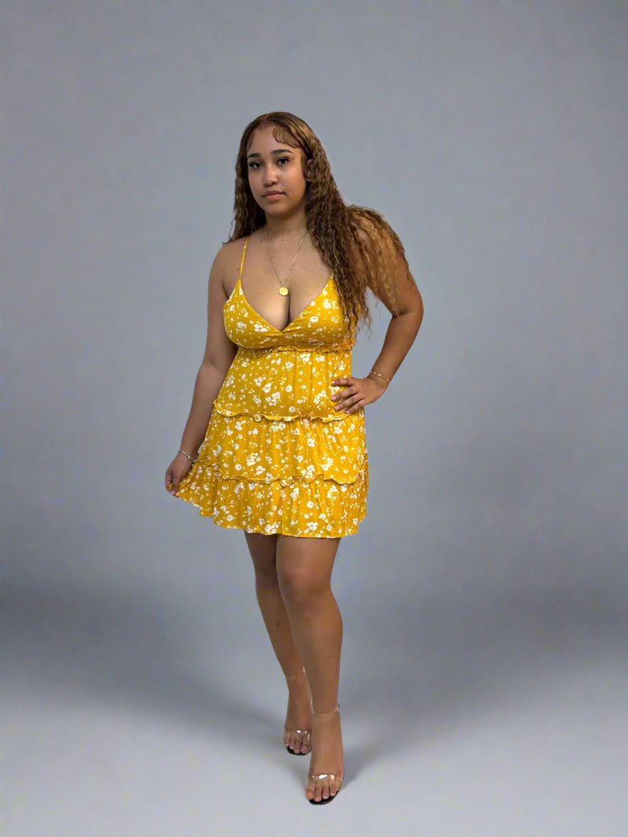 V Cut Spaghetti Strap Dress