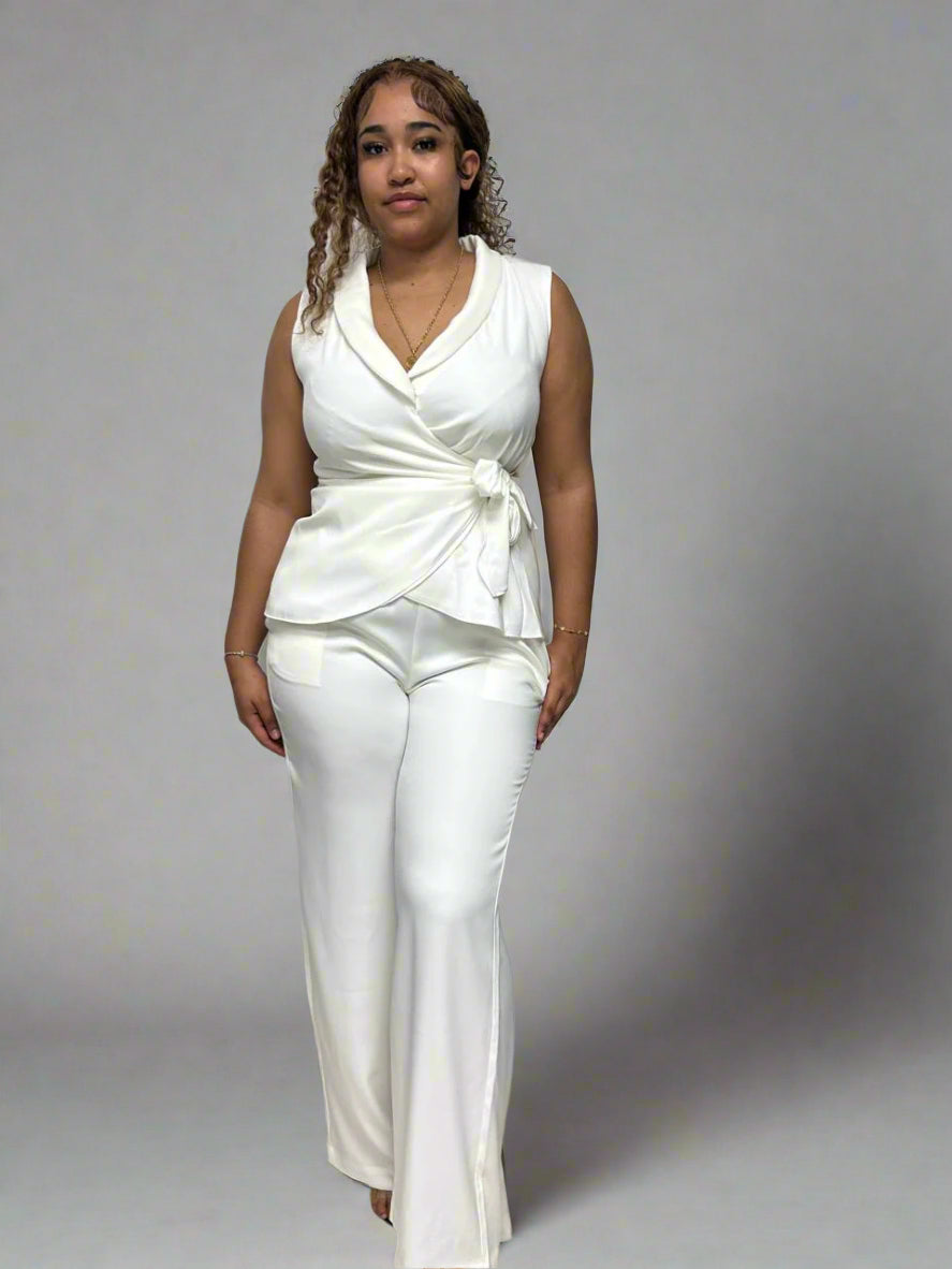 2PCS white Pants Set