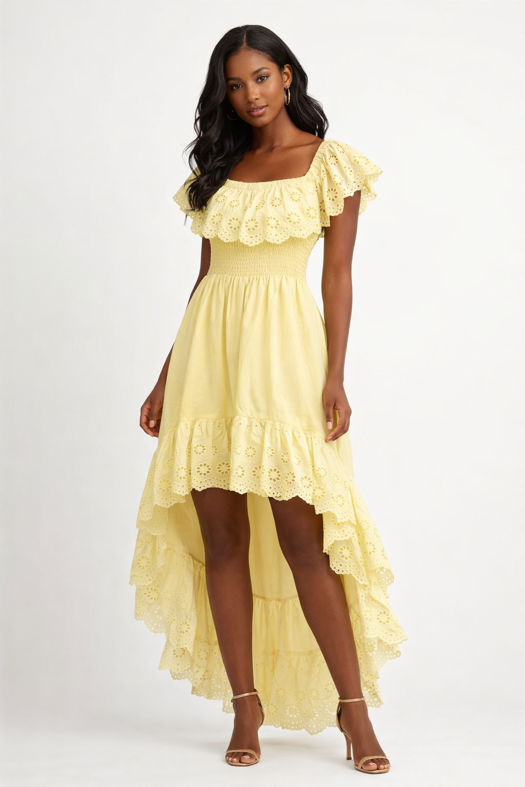 Sunrise Belle High-Low Eyelet Dress