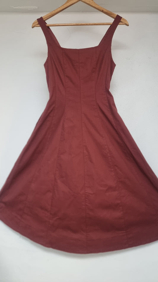 Rust Red Sleeveless Midi Dress