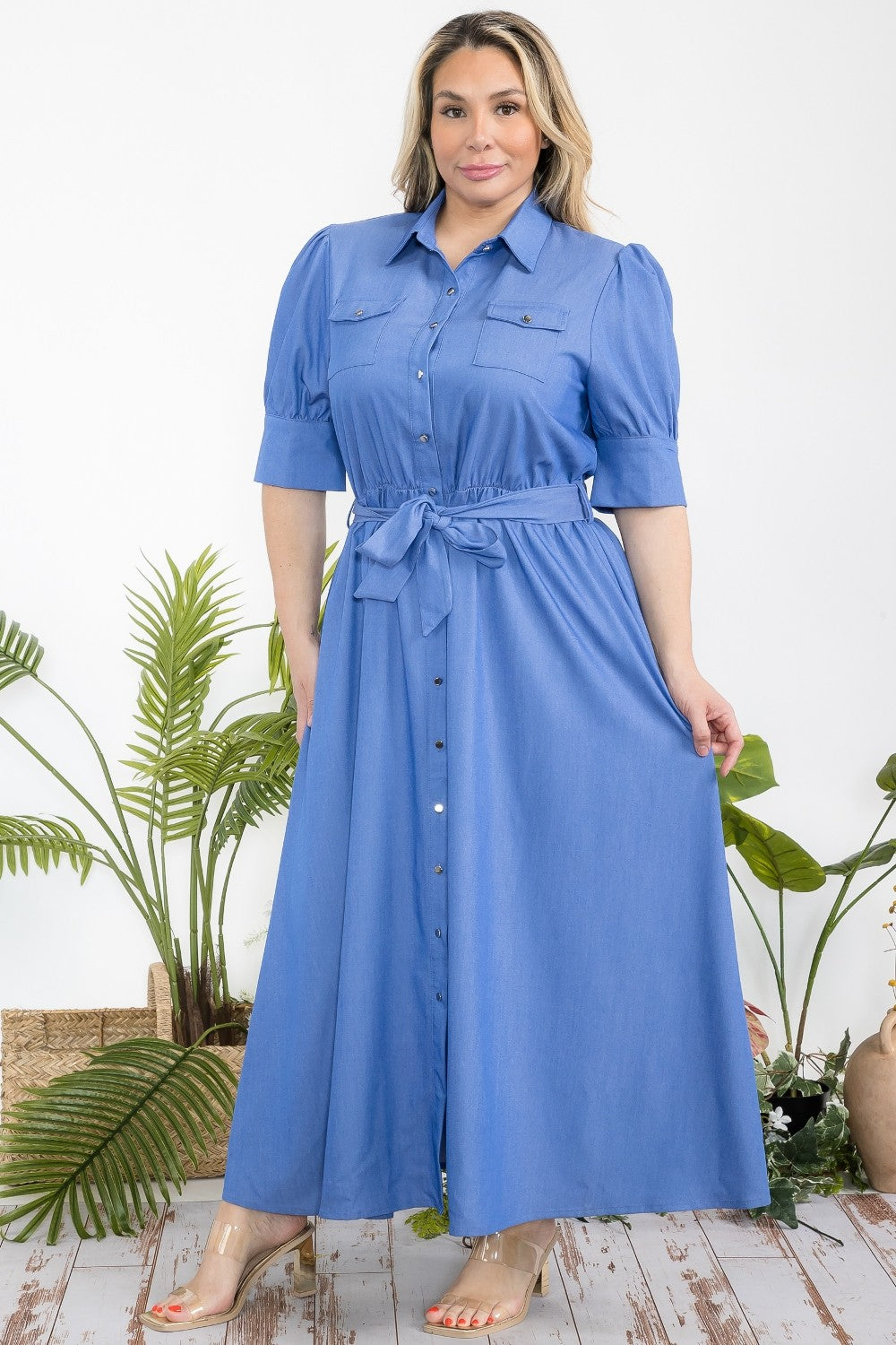Azure Grace Belted Maxi