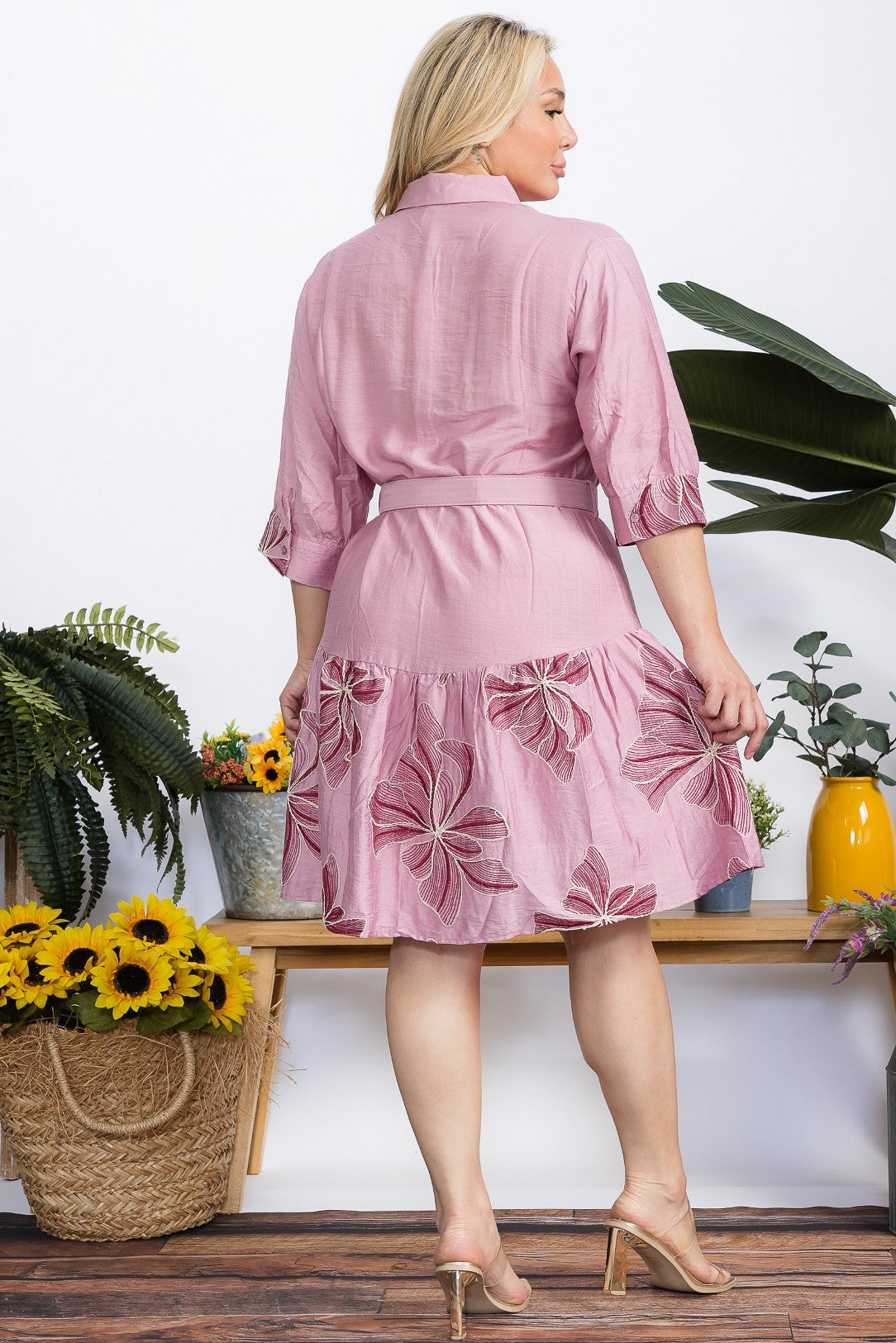 Rosewood Bloom Belted Shirt Dress