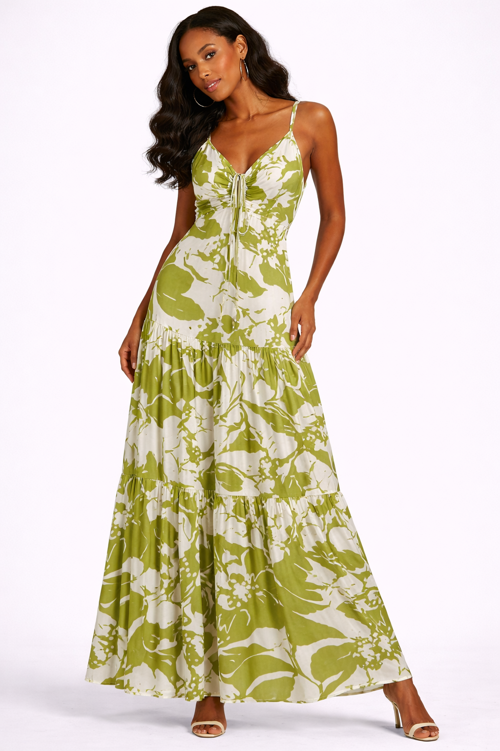 Lime Oasis Tiered Maxi Dress