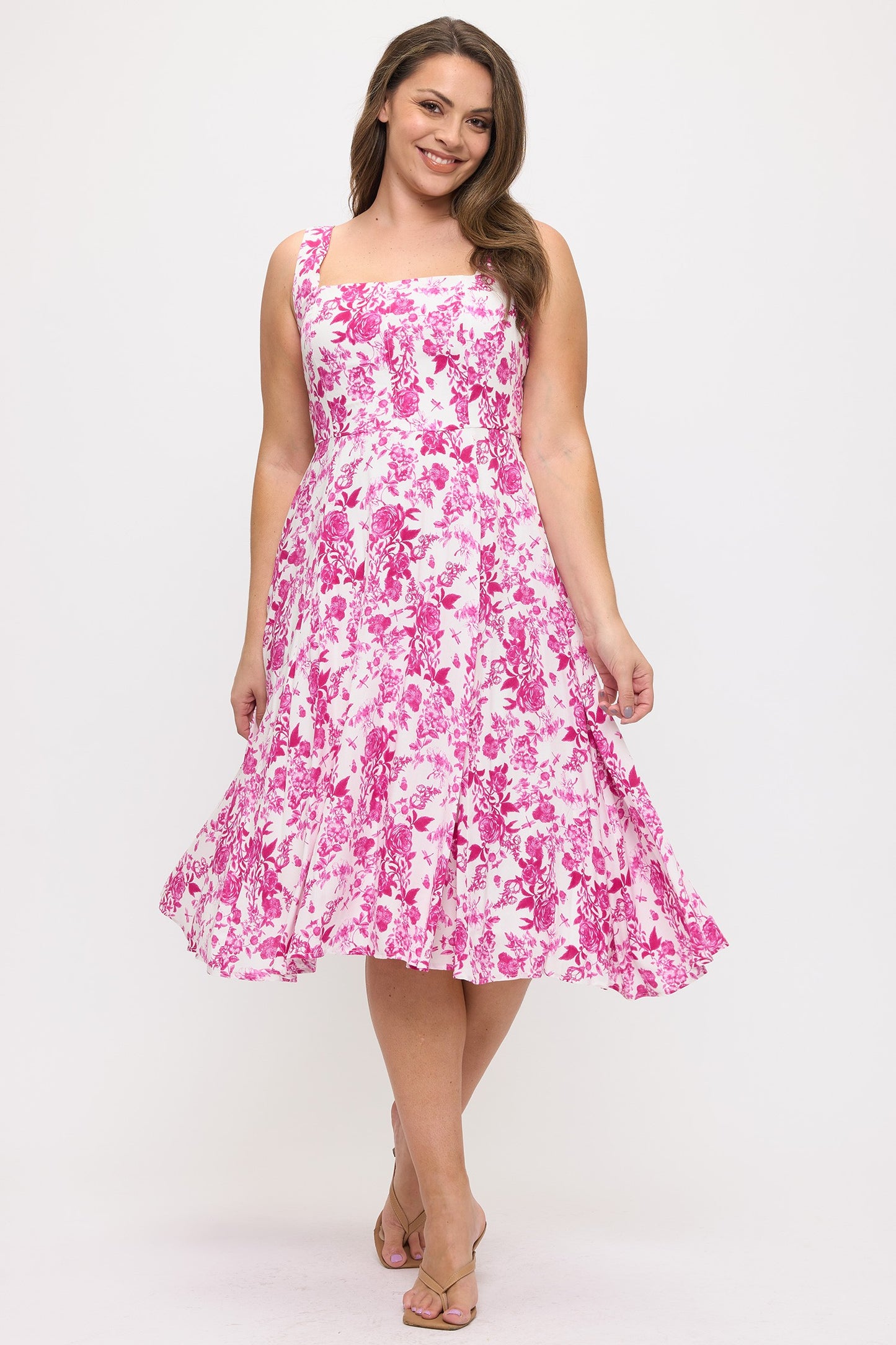 Fuchsia Garden Midi Dress