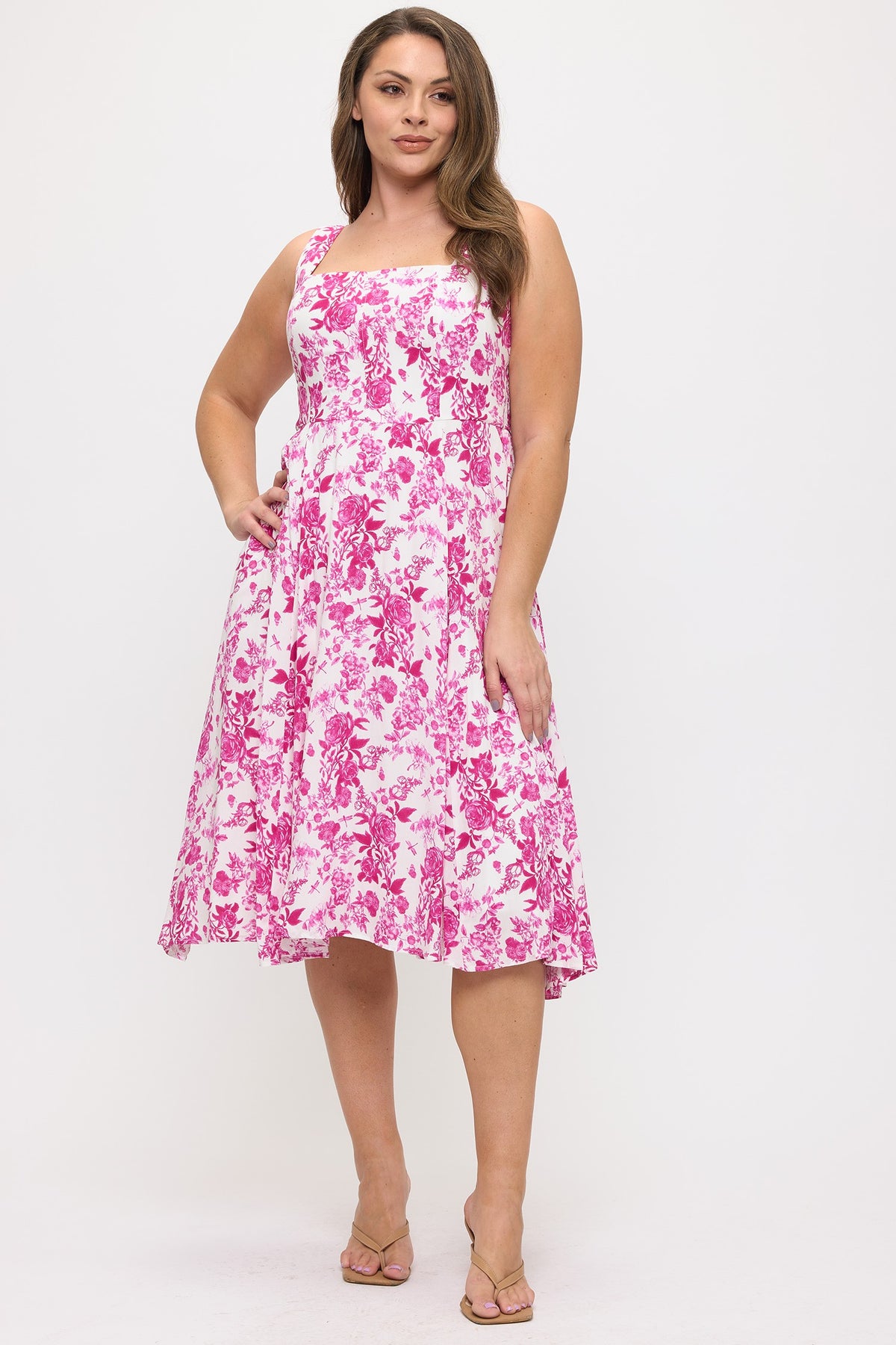 Fuchsia Garden Midi Dress