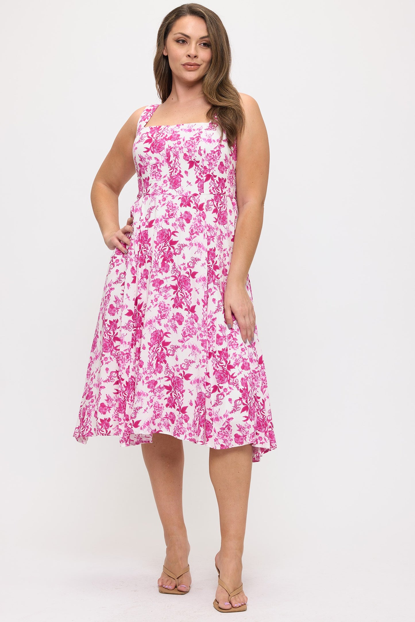 Fuchsia Garden Midi Dress