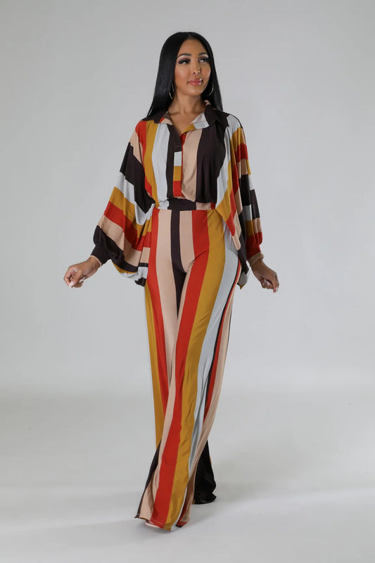 Long Sleeve Stripe Pant Set