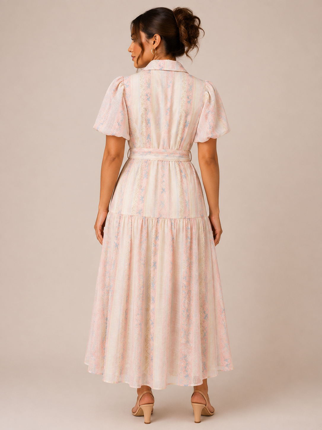 Pastel Floral Shirt Midi Dress