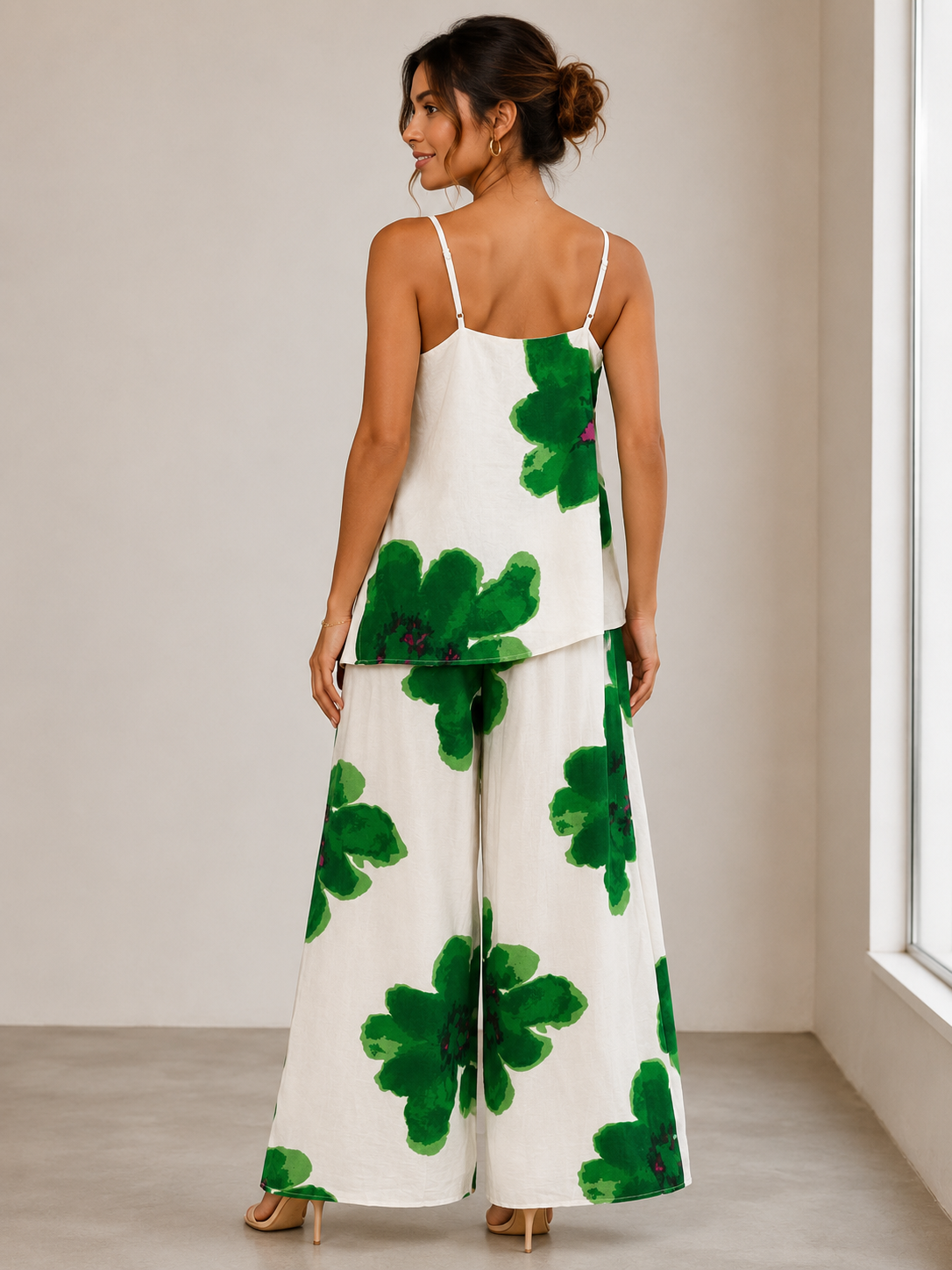 Emerald Bloom Palazzo Set
