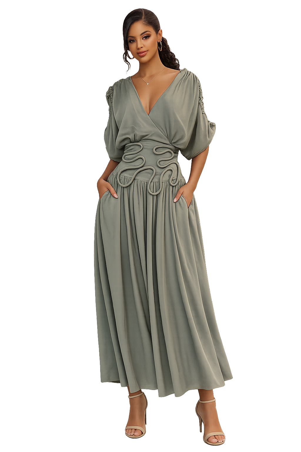 Olive Elegance Maxi Dress