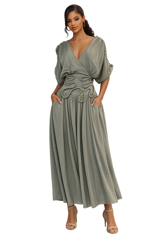 Olive Elegance Maxi Dress