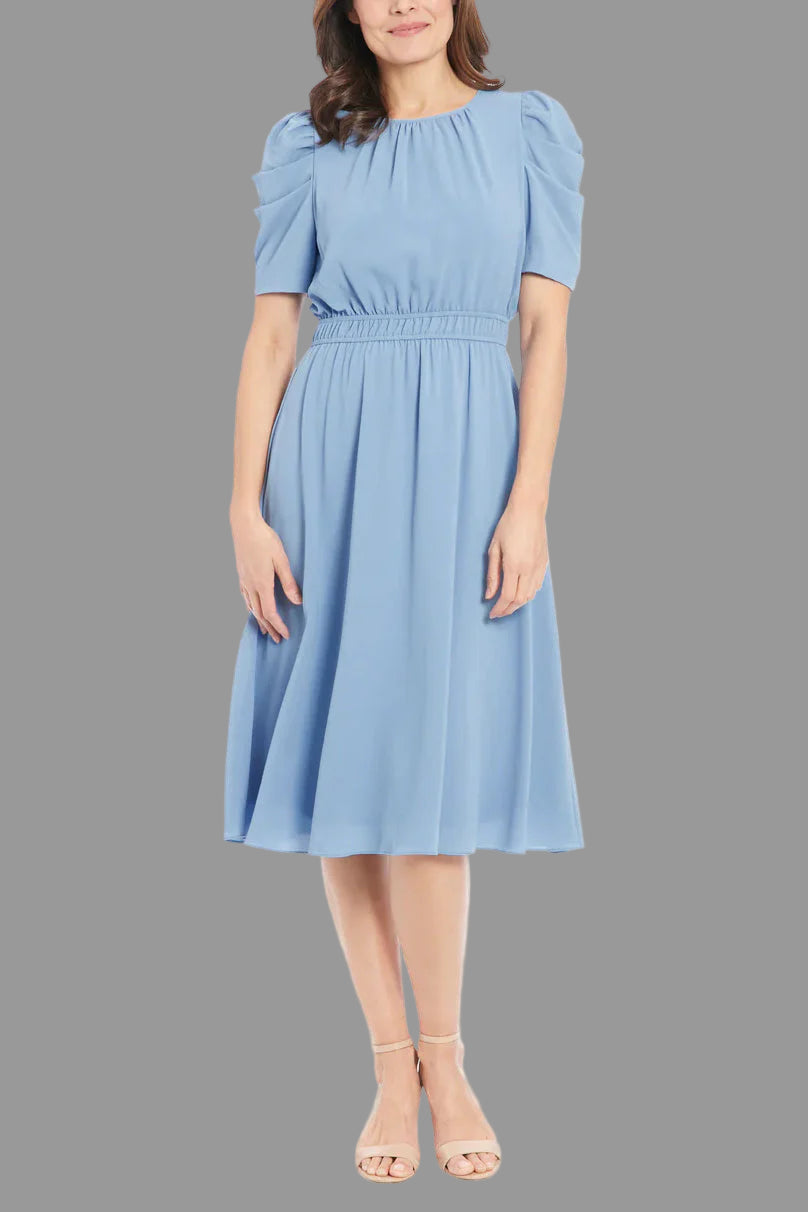 Puff Sleeve Faux Wrapped Dress