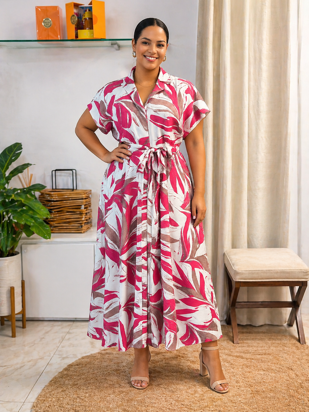 Blush Palm Breeze Maxi Dress