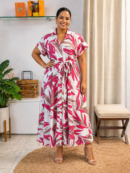 Blush Palm Breeze Maxi Dress