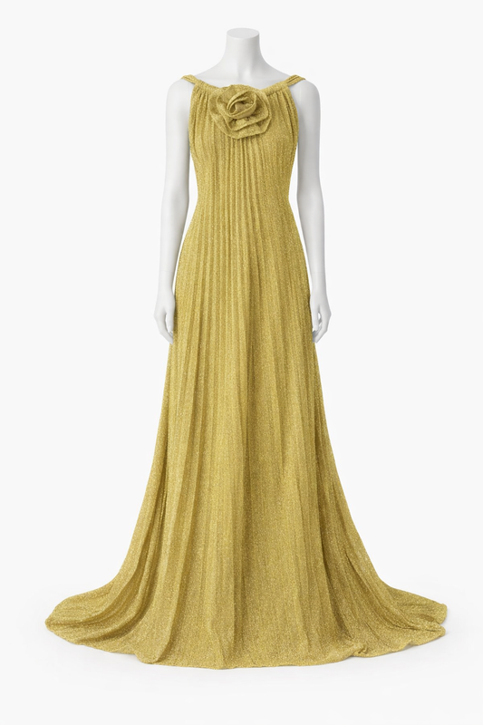 Starlight Gold Pleated Gown