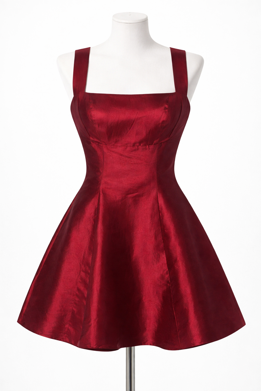Burgundy Satin Tie-Back Mini Dress