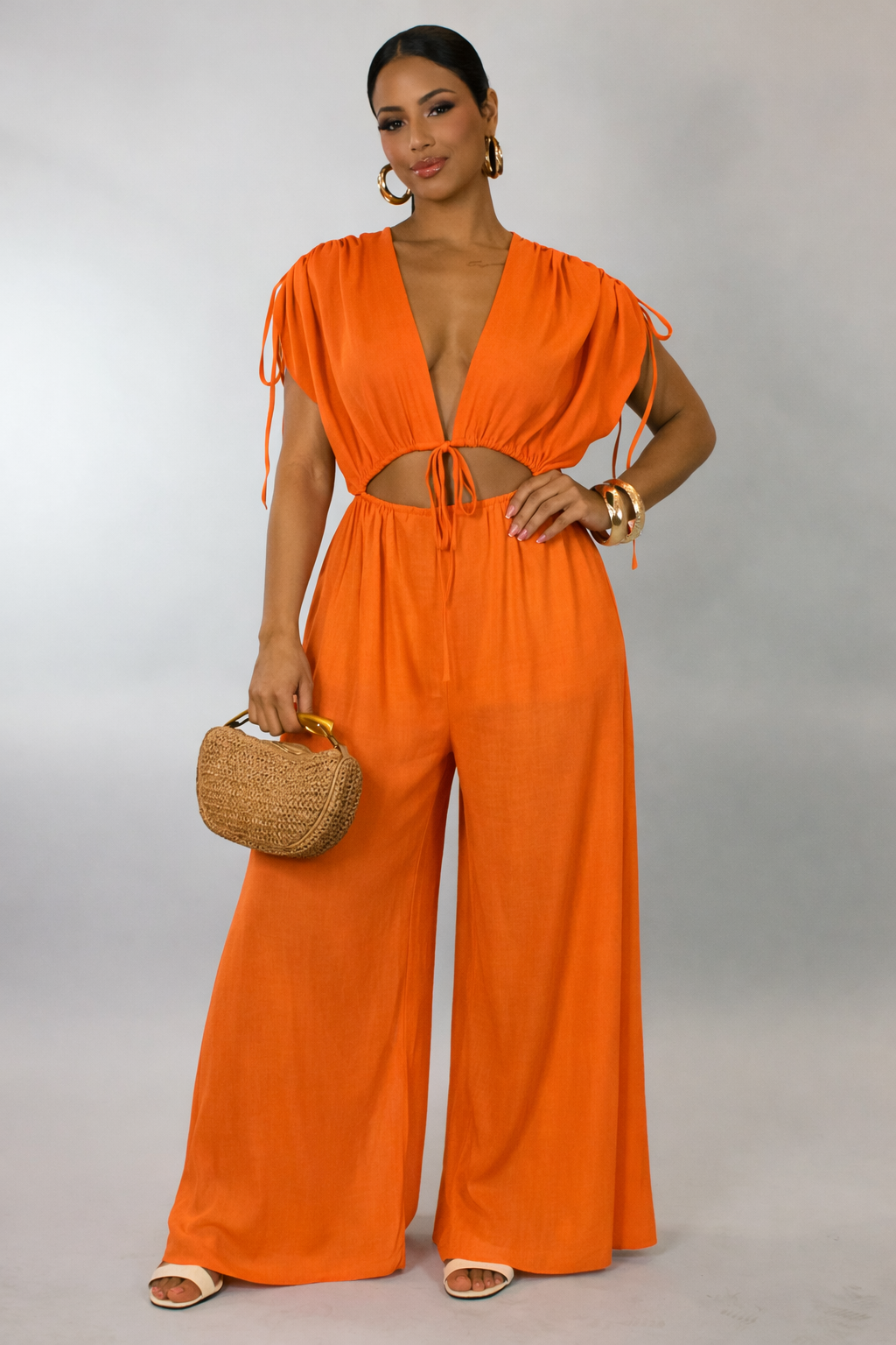 Orange Cutout Wide-Leg Jumpsuit