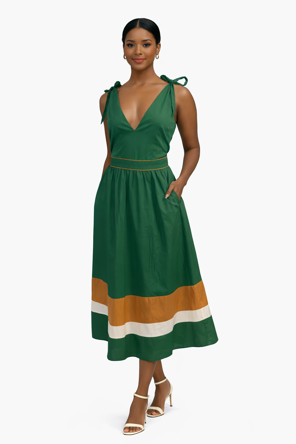 Green Sleeveless Midi Dress