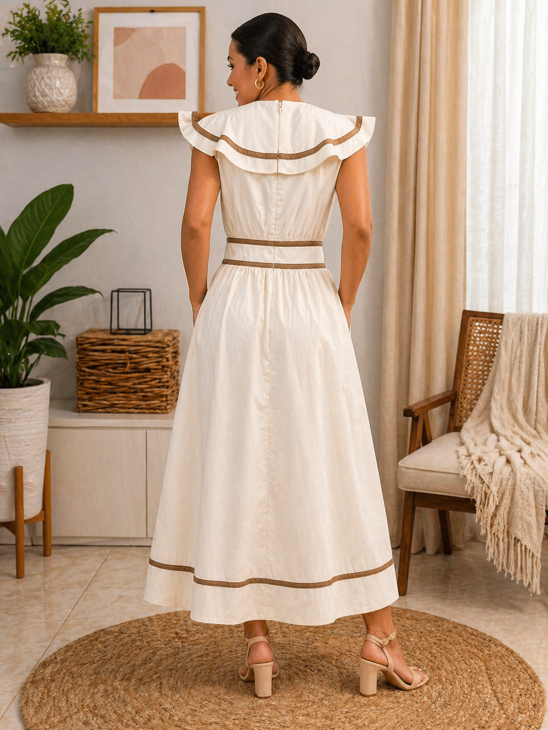 Ivory Grace Ruffle Midi Dress