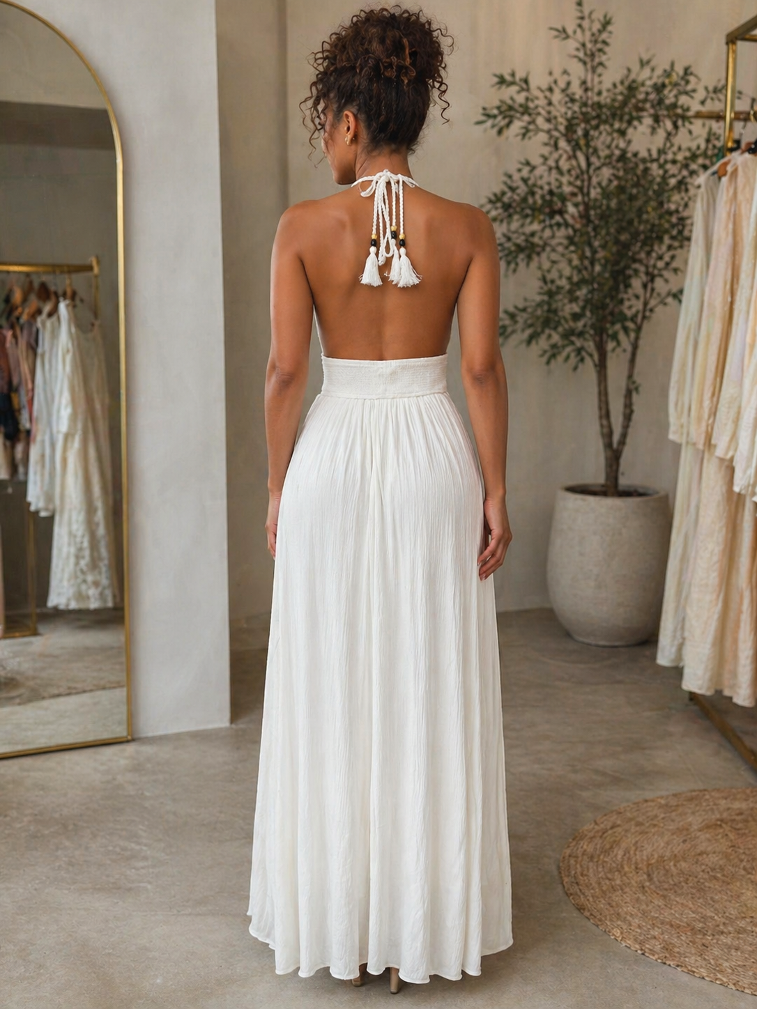 The Isla Blanca Halter Maxi Dress