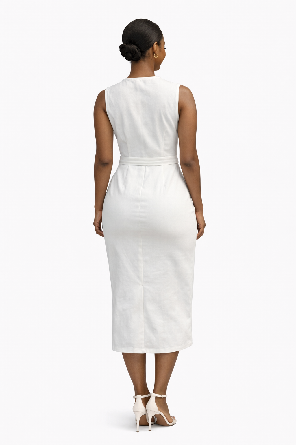 Sleeveless White Midi Dress