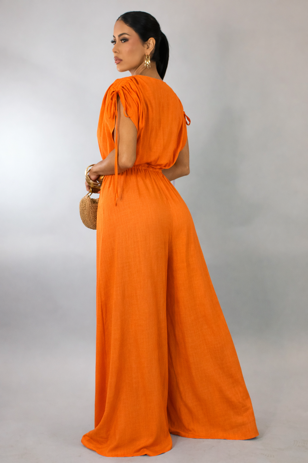 Orange Cutout Wide-Leg Jumpsuit