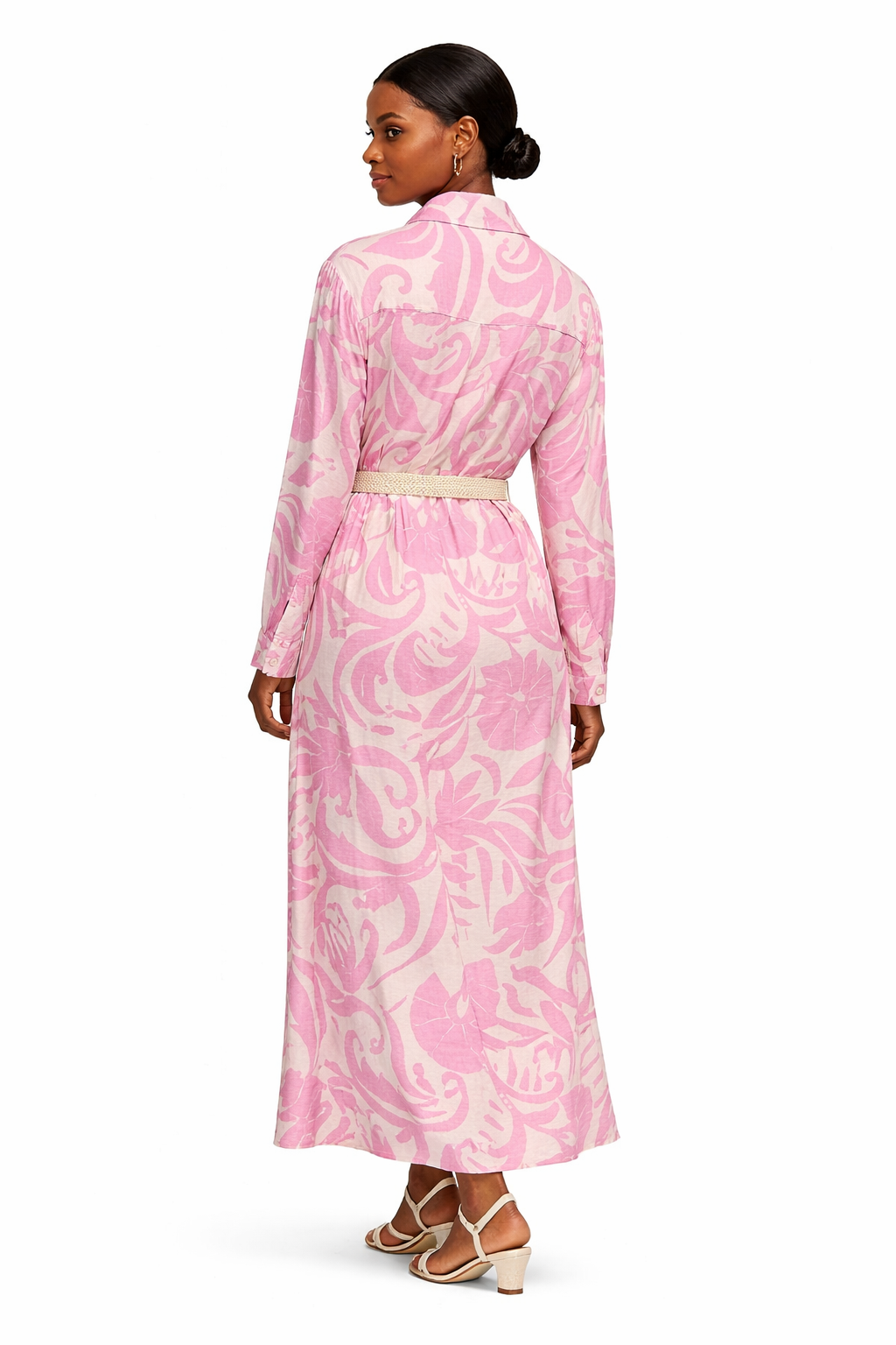 Island Bloom Belted Shirt Dress