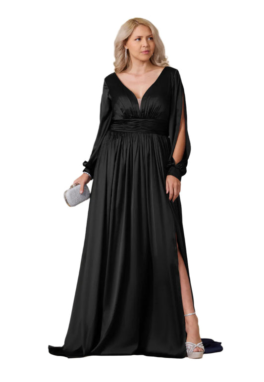 Full-Length Sleeve Formal Gown Evening Party Dress