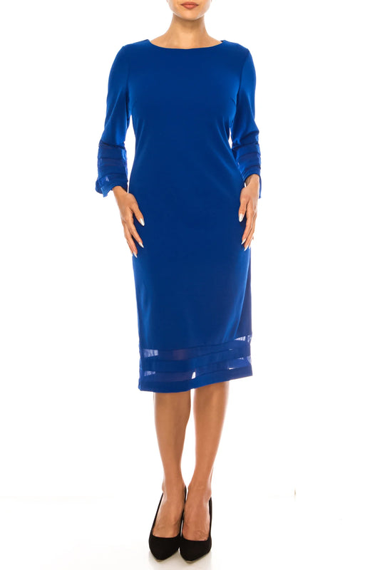 Jessica Rose Sheer Strap Bell Sleeve Sheath Dress