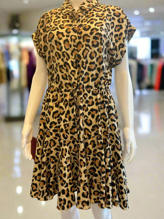 Leopard-print shirt dress