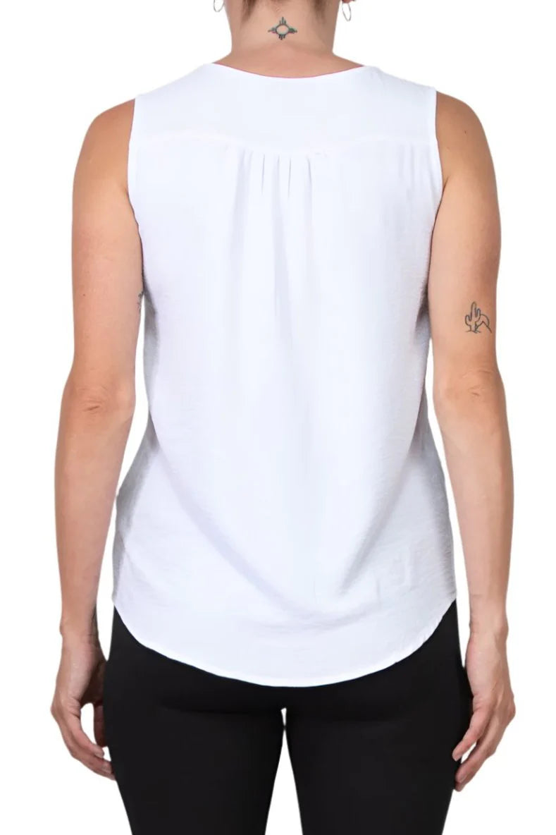 Sleeveless Button Front Airflow Blouse