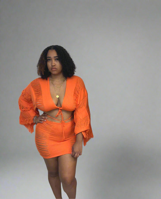 Crotchet Mini Skirt Set
